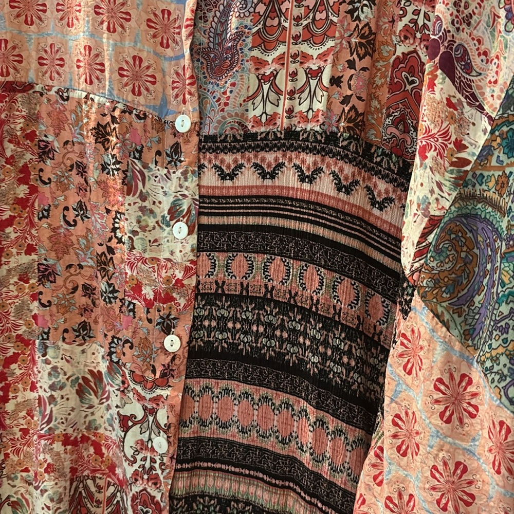 Oli & Hali Multicolor Patchwork Button Down Shirt… - image 4